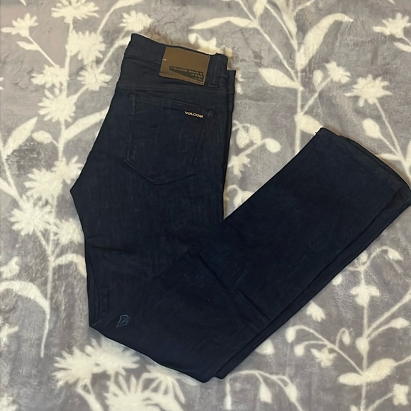 EUC Volcom Skinny Jeans - dark blue stretch Boys Sz 14 - Picture 1 of 11
